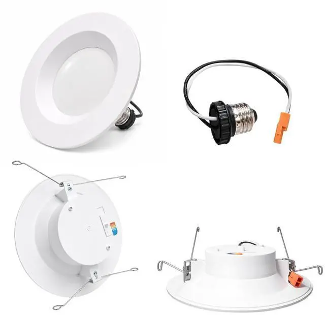 Alt view image 3 of 6 - Smooth Reflector Trim Retrofit Kit, 6 Inch Dimmable LED 5CCT 2700K 3000K 3500K 4000K 5000K Downlight Recessed Lighting, 14 Watt, 1200 Lumens, Round Panel, ES Qualified, UL Listed (24)