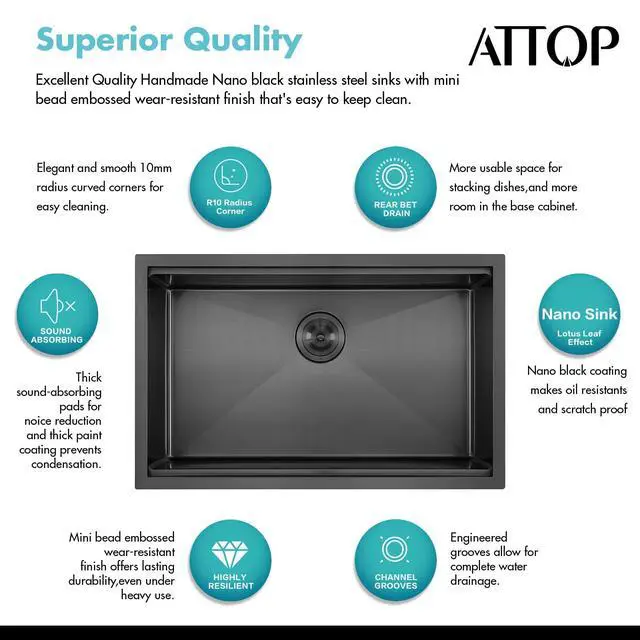 Alt view image 3 of 6 - 30 Inch Black Workstation Undermount Kitchen Sink Large Single Bowl,30x19 Inch Stainless Steel Handmade Undermount Workstation Ledge Kitchen Sink