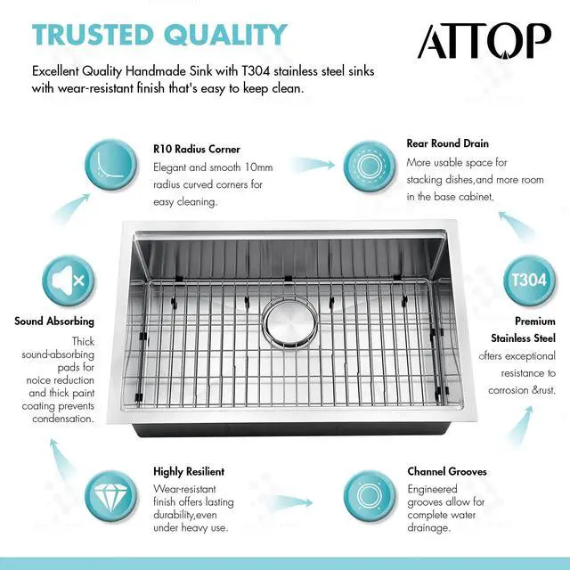 Alt view image 3 of 6 - 30-inch Undermount Handmade Workstation 304 Stainless Steel Kitchen Sink Single Bowl Basin With Grid cutting board colander drying rack and Strainer