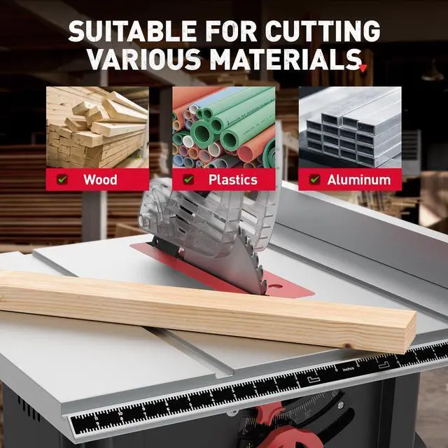 Alt view image 6 of 6 - 4600RPM Portable Table Saw 10 inch, 15Amp Tablesaw, 90°Cross Cut & 0-45°Cutting, Multifunctional Benchtop with 36T Blade for DIY, Furniture Making, Woodworking