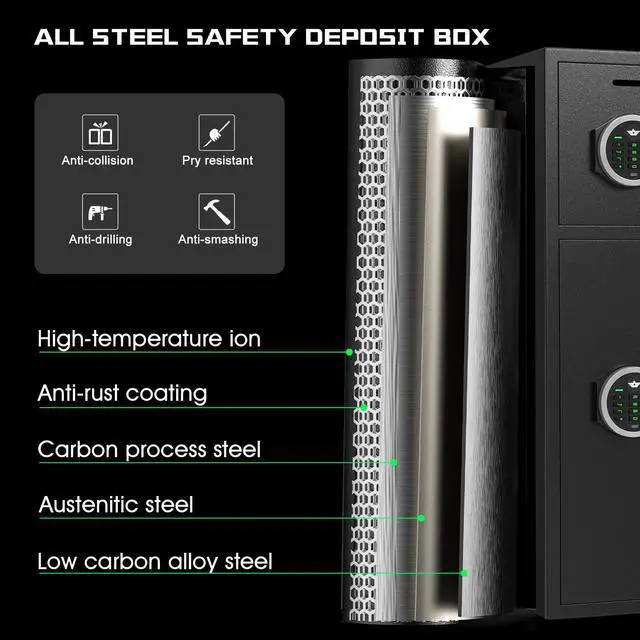 Alt view image 5 of 6 - Safe Box, 7.0 Cub Extra Large Home Safe Fireproof Waterproof with Backlit Keypad & Adjustable Shelf, Money Safe with Deposit Slot & Dual Alarm System, Security Box for Money Valuables