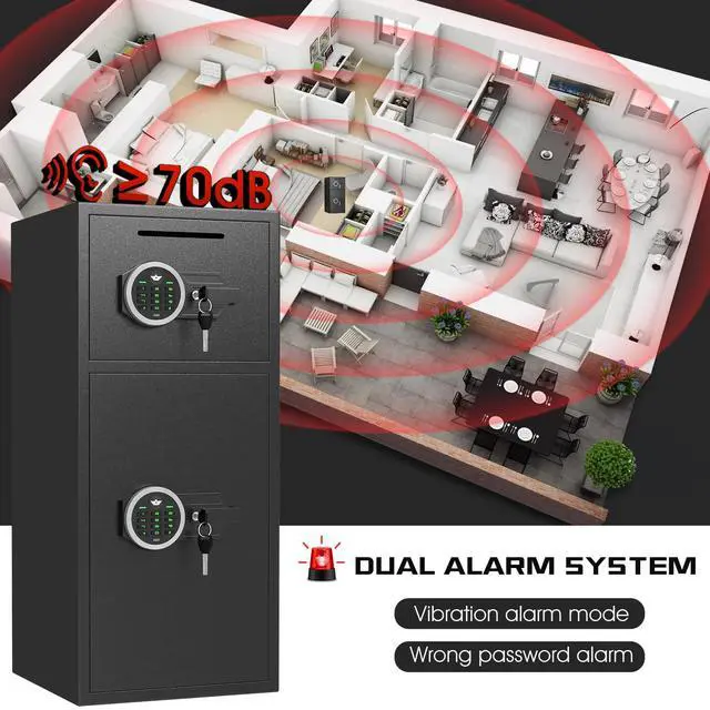 Alt view image 6 of 6 - Safe Box, 7.0 Cub Extra Large Home Safe Fireproof Waterproof with Backlit Keypad & Adjustable Shelf, Money Safe with Deposit Slot & Dual Alarm System, Security Box for Money Valuables
