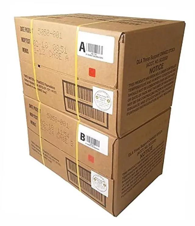Main image of MRE Meals Ready to Eat A and B bundle cases 2025, 2026 inspection. Genuine Military US surplus emergency food bulk supply full box with heater