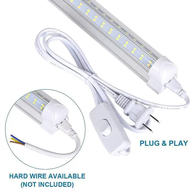 Alt view image 6 of 6 - T8 LED Light Tube, 4FT 60W, 6500Lm, 6500K Cool White Clear Cover, 4FT Tube Light,Linkable Integrated Fixture,T8 LED Shop Light for Garage,Warehouse,25PCS
