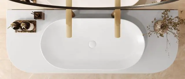 Alt view image 6 of 6 - 32 x 16 inch White Oval Bathroom Vessel Sink Above Counter Vanity Porcelain Ceramic Wash Basin - RVB0432 - Small Vessel Sink for Bathroom Sinks