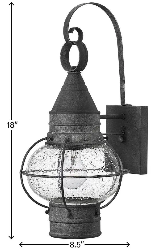 Alt view image 4 of 6 - Cape Cod 2200DZ Medium Wall Mount Onion Lantern, Clear Seedy Glass, Wet Rated, Aged Zinc