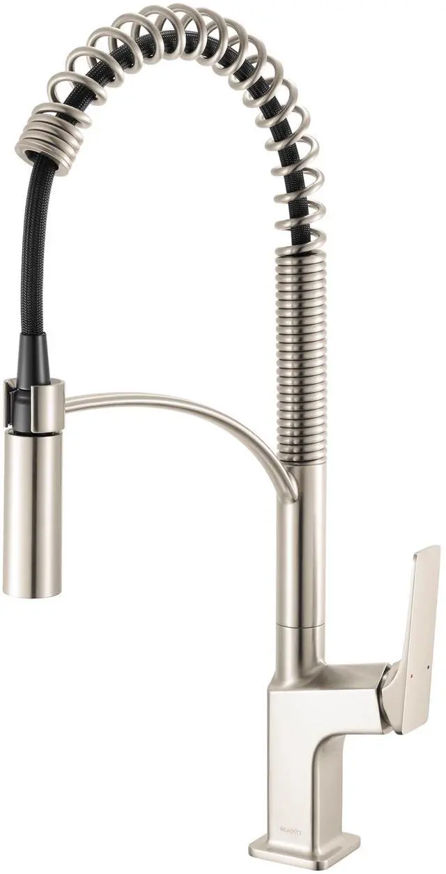 Main image of Seneca Stainless Steel Single Handle Pull Down Kitchen Faucet Modern Sharp Style with Pre-Rinse Sprayer - RVF1236BN