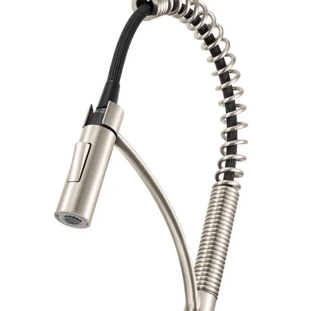 Alt view image 3 of 6 - Seneca Stainless Steel Single Handle Pull Down Kitchen Faucet Modern Sharp Style with Pre-Rinse Sprayer - RVF1236BN