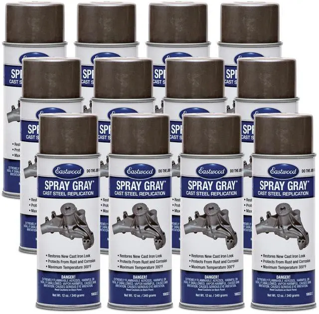 Main image of Acrylic Spray Gray Detail Lacquer Anti Corrosion Cast Iron Look Paint Aerosol 12 Oz | 12 Pack