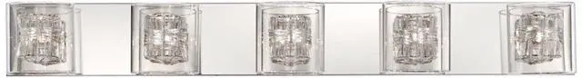 Alt view image 5 of 6 - Modern Wall Mount Light Polished Chrome Silver Aluminum Wrapped Wire 39" Wide 5-Light Vanity Fixture Clear Borosilicate Glass for Bathroom Over Mirror House Home Room Decor