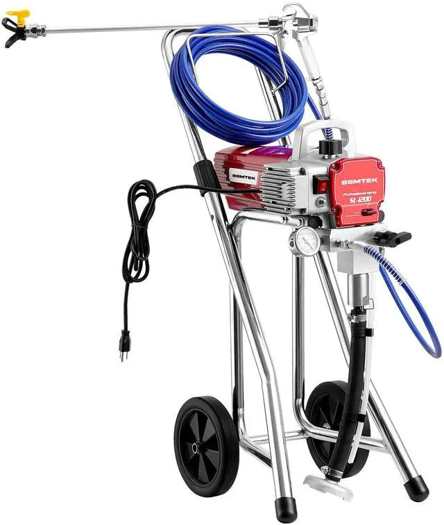 Main image of Airless Paint Sprayer, 1200W High Efficiency Electric Paint Sprayer, 3300PSI Cart Thinning-Free Airless Sprayer with Extension Rod and Wheels, for Home, Yard, Garden, Red