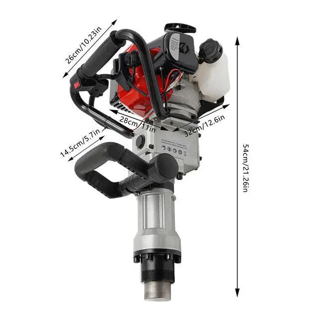 Alt view image 2 of 6 - Upgrade T-Post Driver, 32.7CC 2-Stroke Gas-Powered Fence Post Driver, Heavy-Duty Petrol Pile Driver with SDS Max Drill and Conversion Head, New Model for Efficient Installation