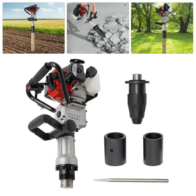 Alt view image 3 of 6 - Upgrade T-Post Driver, 32.7CC 2-Stroke Gas-Powered Fence Post Driver, Heavy-Duty Petrol Pile Driver with SDS Max Drill and Conversion Head, New Model for Efficient Installation