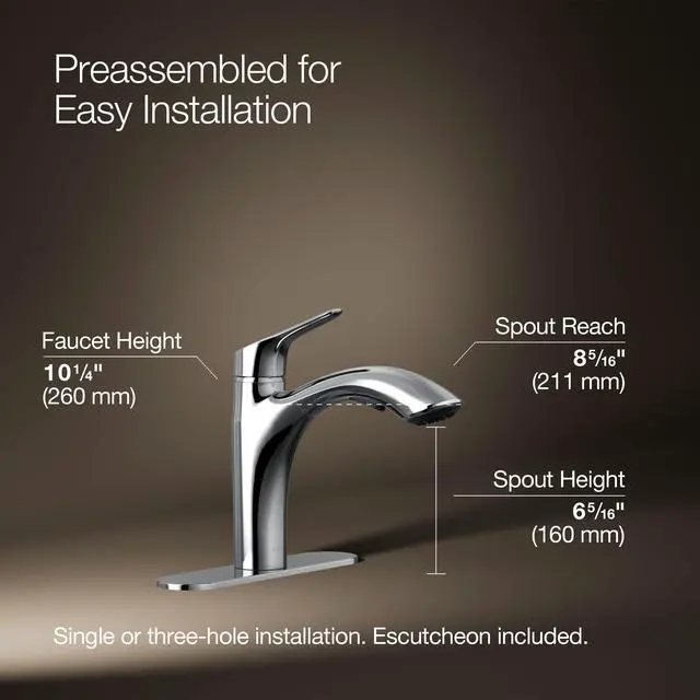 Alt view image 3 of 6 - 30468-CP Rival Single Handle Pull-Out Kitchen Sink Faucet, 1.5 GPM, High-Arch Swing Spout, Two-Function Sprayhead, Polished Chrome