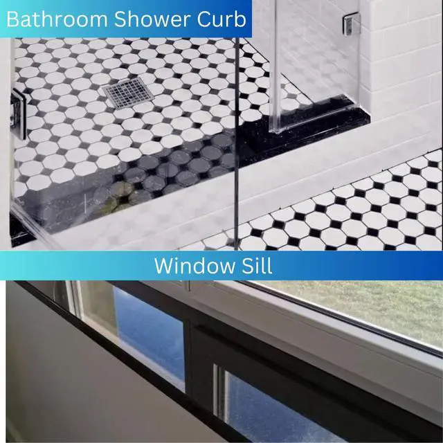 Alt view image 2 of 5 - Shower Curb Threshold Absolute Black Granite Tile (Marble Saddle) Polished, Maintenance Free, Stain Resistant Also for Doorway Floor Transition, Window Sill (6" x 60")