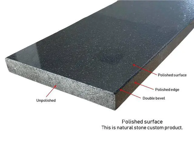 Alt view image 4 of 5 - Shower Curb Threshold Absolute Black Granite Tile (Marble Saddle) Polished, Maintenance Free, Stain Resistant Also for Doorway Floor Transition, Window Sill (6" x 60")