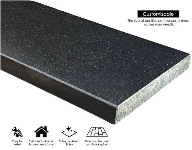 Alt view image 3 of 6 - Absolute Black Granite Threshold (Marble Saddle) Polished, Maintenance Free, Stain Resistant - (6" x 48")