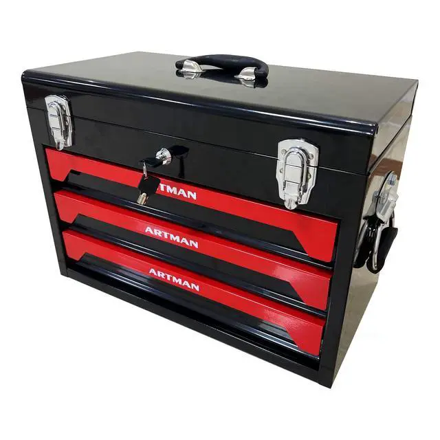 Alt view image 3 of 6 - 439PCS Tool Set, Mechanic Tool Set for Home, Tool Box Set 4-Tier Socket Wrench Ratchet Plier Nails, Home Tool Set Mechanics Kit with 3 Drawers Organizer for Adults Man Handyman, Red