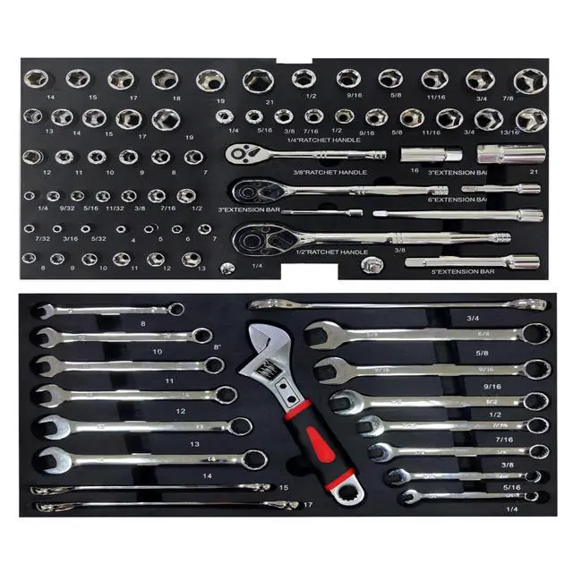 Alt view image 5 of 6 - 439PCS Tool Set, Mechanic Tool Set for Home, Tool Box Set 4-Tier Socket Wrench Ratchet Plier Nails, Home Tool Set Mechanics Kit with 3 Drawers Organizer for Adults Man Handyman, Red