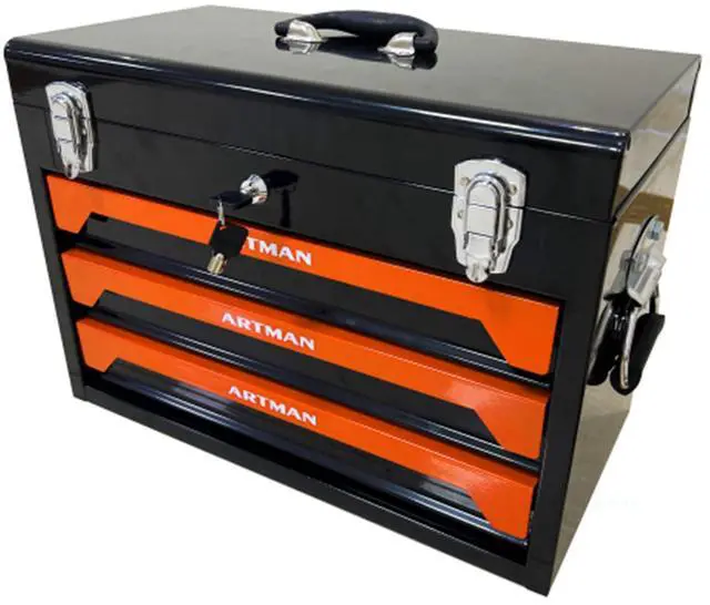 Alt view image 3 of 6 - 439PCS Tool Set, Mechanic Tool Set for Home, Tool Box Set 4-Tier Socket Wrench Ratchet Plier Nails, Home Tool Set Mechanics Kit with 3 Drawers Organizer for Adults Man Handyman, Orange