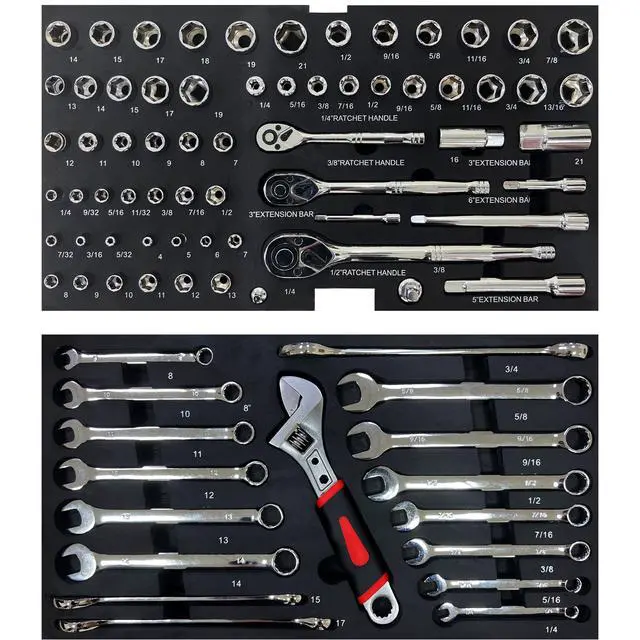 Alt view image 5 of 6 - 439PCS Tool Set, Mechanic Tool Set for Home, Tool Box Set 4-Tier Socket Wrench Ratchet Plier Nails, Home Tool Set Mechanics Kit with 3 Drawers Organizer for Adults Man Handyman, Orange