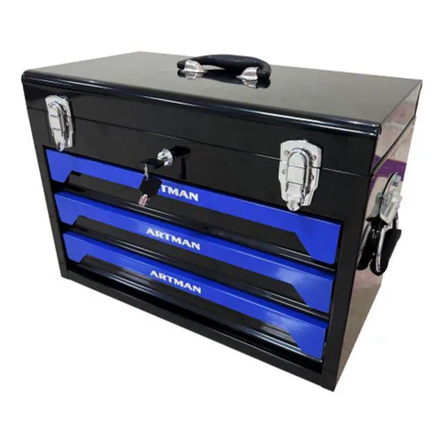 Alt view image 3 of 6 - 439PCS Tool Set, Mechanic Tool Set for Home, Tool Box Set 4-Tier Socket Wrench Ratchet Plier Nails, Home Tool Set Mechanics Kit with 3 Drawers Organizer for Adults Man Handyman, Blue