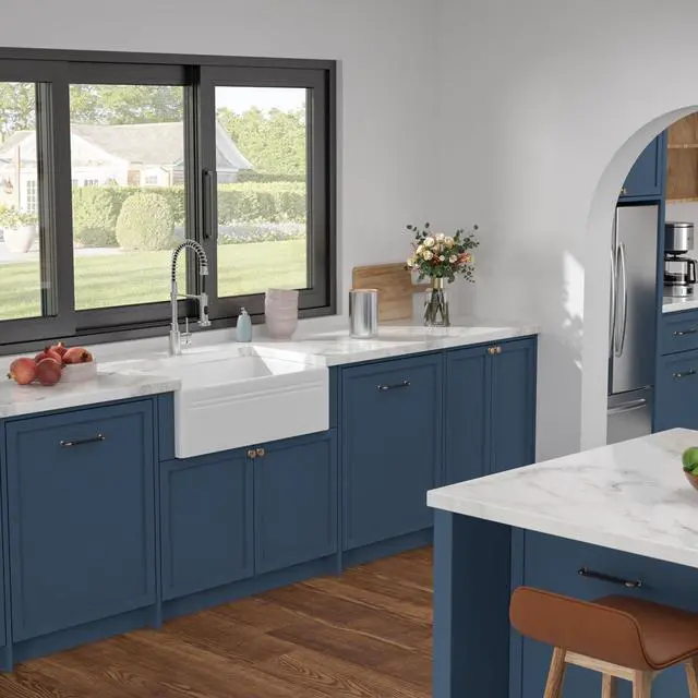 Alt view image 4 of 6 - 30 Inch White Farmhouse Sink Reversible Front Apron Porcelain Sink White Single Bowl Undermount Barn Sinks,DC-A8873