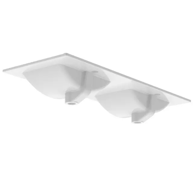Alt view image 6 of 6 - Bathroom Sink, Bathroom Counter Top 48" x 18", Rectangular Porcelain Ceramic Vanity Basin with Overflow, Double Sink Basin Vanity Top, Glossy White Glossy White