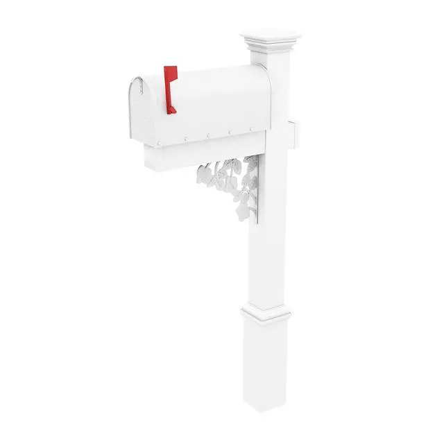 Alt view image 2 of 6 - The Hoover Mailbox with White Vinyl Post Included Complete Decorative Curbside Mailbox System with Classic Traditional Style (White Mailbox)