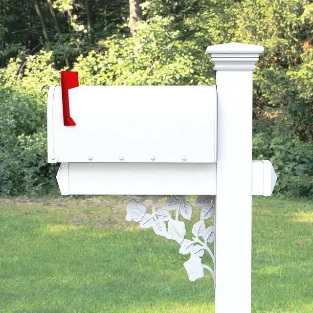 Alt view image 3 of 6 - The Hoover Mailbox with White Vinyl Post Included Complete Decorative Curbside Mailbox System with Classic Traditional Style (White Mailbox)