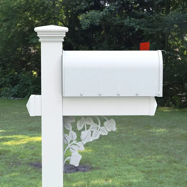 Alt view image 4 of 6 - The Hoover Mailbox with White Vinyl Post Included Complete Decorative Curbside Mailbox System with Classic Traditional Style (White Mailbox)