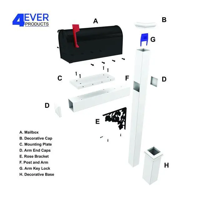 Alt view image 5 of 6 - The Hoover Mailbox with White Vinyl Post Included Complete Decorative Curbside Mailbox System with Classic Traditional Style (White Mailbox)