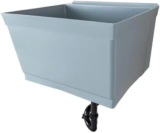 Main image of Tehila Grey Wall-Mounted Utility Sink Tub Kit, Wall-Mounted Utility Tub with Wall Bracket, Floating Utility Sink for Laundry Room, Garage, Workshop, and More