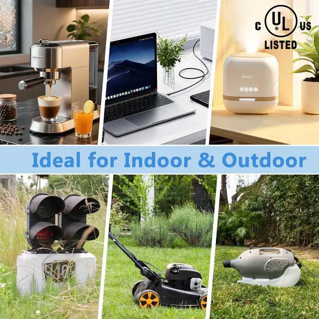 Alt view image 6 of 6 - Extension Cord with ON/Off Waterproof Switch,Extension Cord with Switch 3-Prong Outdoor 1875W,Black Heavy Duty, 14/3 SJTW 15A 125V Grounded Plug Receptacle,1.5FT,Black, UL Listed,10PK