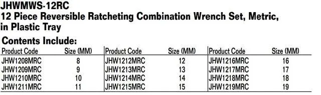 Alt view image 3 of 3 - MWS-12RC 12-Piece Metric Reversible Ratcheting Combination Wrench Set