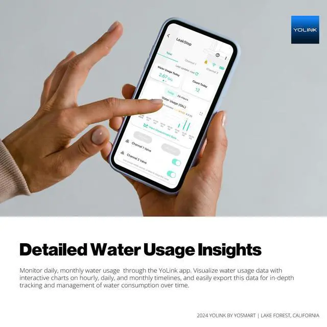 Alt view image 4 of 6 - LeakStop 2-Channel for Washing Machine ONLY, Dual Auto Shutoff Valves & Leak Detection, Real-Time Monitoring, LoRa Long-Range, 2 AA Up to 5-Year Battery Hub Required