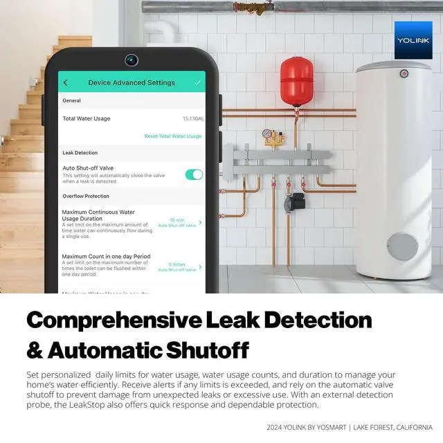Alt view image 6 of 6 - LeakStop 2-Channel for Washing Machine ONLY, Dual Auto Shutoff Valves & Leak Detection, Real-Time Monitoring, LoRa Long-Range, 2 AA Up to 5-Year Battery Hub Required