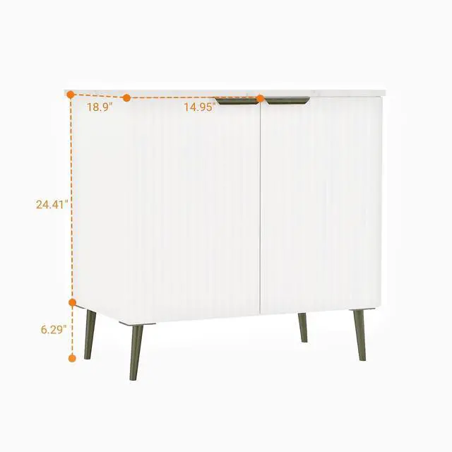 Alt view image 3 of 6 - 30 Inch Bathroom Vanity Without Sink, Modern Fluted Bathroom Vanity with 2 Doors, Wood Freestanding Pedestal Storage Cabinet, Large Capacity Under Sink Cabinet for Bathroom, White