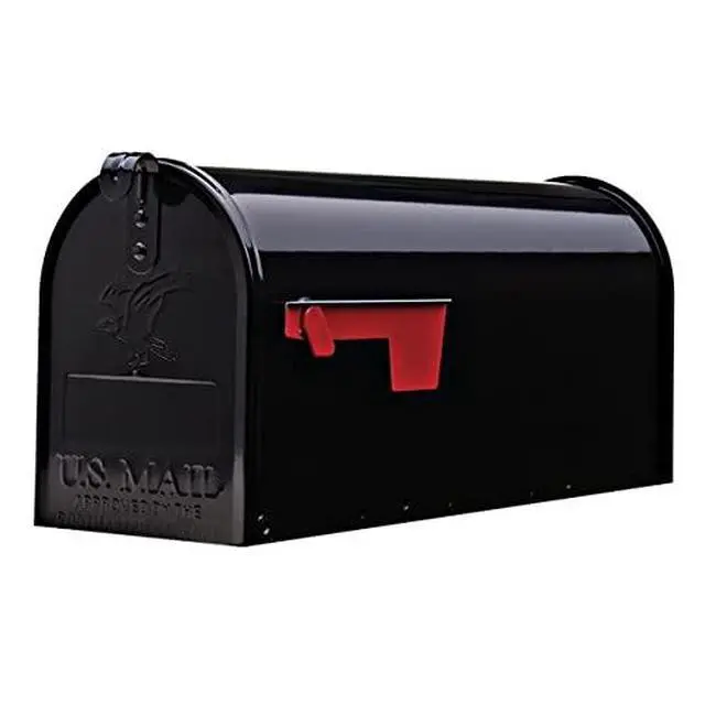 Alt view image 3 of 6 - Rural Mailbox Support with Swinging Boom Arm Complete Kit, Box and Mounting Board Included, No Dig Mailbox Post, Galvanized Steel Post, Ideal for Rural and Residential, Made in USA (Red, Medium)