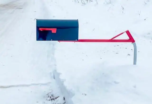 Alt view image 6 of 6 - Rural Mailbox Support with Swinging Boom Arm Complete Kit, Box and Mounting Board Included, No Dig Mailbox Post, Galvanized Steel Post, Ideal for Rural and Residential, Made in USA (Red, Medium)
