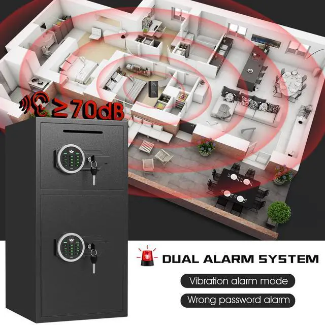 Alt view image 6 of 6 - Large Double Door Safe Box Fireproof Waterproof, 6.0 Cu ft Security Safe with LED Light and Dual Alarm System, Home Safes Digital Keypad and Mute Function, Security Lock Box for Money and Valuables