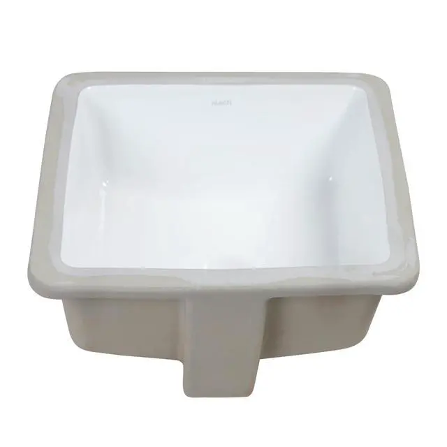 Alt view image 2 of 6 - 14 x 14 inch Undermount Bathroom Vanity Sink White Square Porcelain Ceramic with Overflow - RVB0742