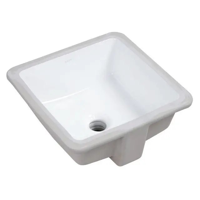 Alt view image 3 of 6 - 14 x 14 inch Undermount Bathroom Vanity Sink White Square Porcelain Ceramic with Overflow - RVB0742