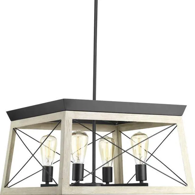 Main image of 4 Light Chandelier, Rustic Farmhouse Style Modern Hanging Light Fixture for Kitchen and Dining Room, Briarwood Collection, Graphite