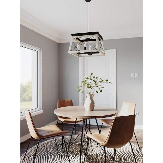 Alt view image 2 of 6 - 4 Light Chandelier, Rustic Farmhouse Style Modern Hanging Light Fixture for Kitchen and Dining Room, Briarwood Collection, Graphite