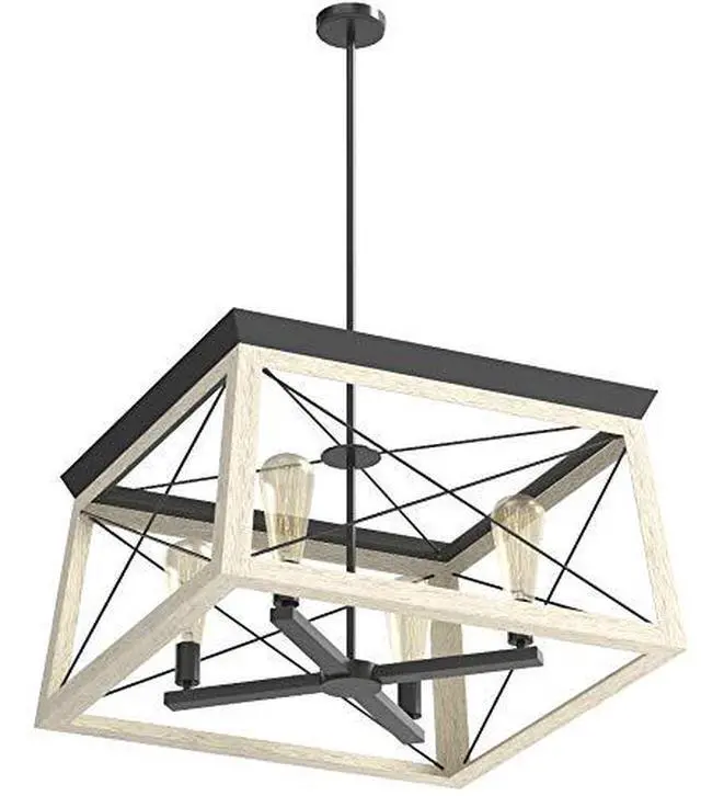 Alt view image 3 of 6 - 4 Light Chandelier, Rustic Farmhouse Style Modern Hanging Light Fixture for Kitchen and Dining Room, Briarwood Collection, Graphite