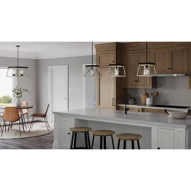 Alt view image 5 of 6 - 4 Light Chandelier, Rustic Farmhouse Style Modern Hanging Light Fixture for Kitchen and Dining Room, Briarwood Collection, Graphite