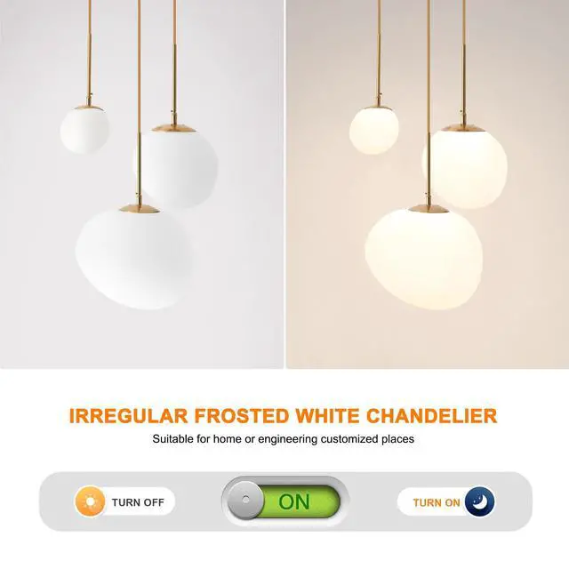 Alt view image 3 of 6 - EFPefect 3 Lights Pendant Light for Kitchen Island Modern Globe Cluster Chandelier Ceiling Light Fixture for Dining Living Room Bedroom