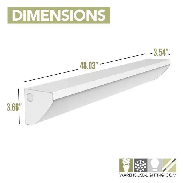 Alt view image 3 of 6 - LED Stairwell & Corridor Light 4600 Lumen Max, Wattage & CCT Selectable, 4-Foot Wall Mount Lighting Fixture for Commercial & Residential Use, 120-277V, White