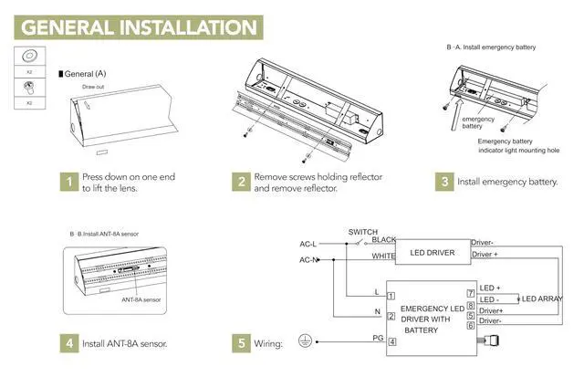 Alt view image 5 of 6 - LED Stairwell & Corridor Light 4600 Lumen Max, Wattage & CCT Selectable, 4-Foot Wall Mount Lighting Fixture for Commercial & Residential Use, 120-277V, White